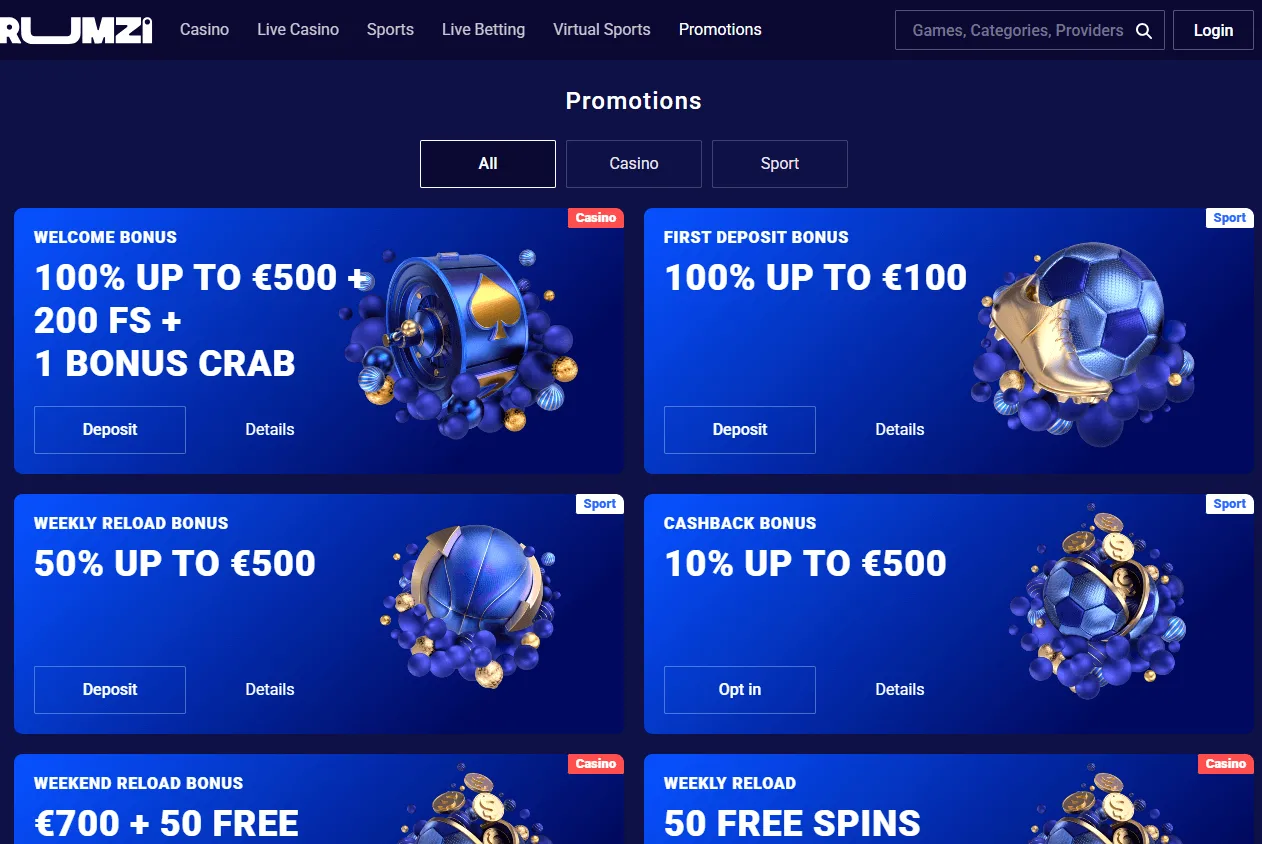 Frumzi Casino promotions experience on desktop